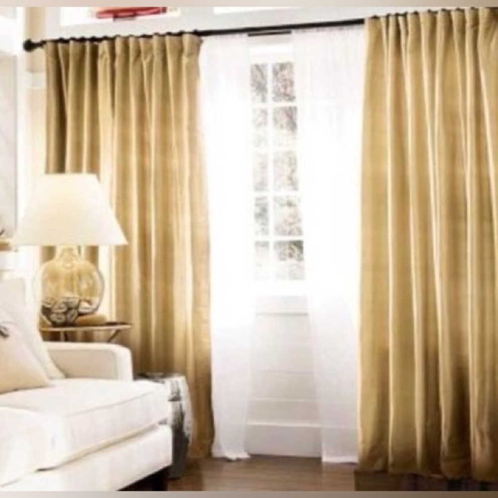 2 Pottery Barn Silk Dupioni Drape Curtain panels 50x84 Wheat (Tan Caramel) NWT - Picture 1 of 4